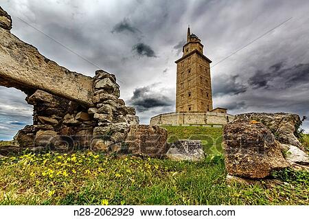 Torre de H? rcules World Heritage Site and National Monument, La Corua, Galicia, Spain View Large Photo Image Stock Photo - Torre de H? rcules World Heritage Site and National Monument, La Corua, Galicia, Spain. Fotosearch