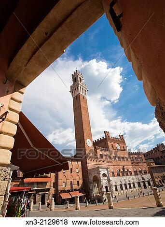 Torre del Mangia tower, Palazzo Pubblico town hall, Piazza del Campo, Siena's premier square, Siena, UNESCO World Heritage Site, Tuscany, Italy, Europe. View Large Photo Image Stock Photo - Torre del Mangia tower, Palazzo Pubblico town hall, Piazza del Campo, Siena's premier square, Siena, UNESCO World Heritage Site, Tuscany, Italy, Europe.. Fotosearch