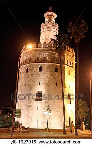 Torre del Oro at night, Seville, Spain View Large Photo Image Stock Photography - Torre del Oro at night, Seville, Spain. Fotosearch