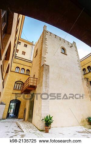 Torre del Palau, XIV century, part of the old palace of the kings of Mallorca, built by King Jaume II, Manacor, Mallorca, Balearic Islands, Spain. View Large Photo Image Stock Photography - Torre del Palau, XIV century, part of the old palace of the kings of Mallorca, built by King Jaume II, Manacor, Mallorca, Balearic Islands, Spain.. Fotosearch