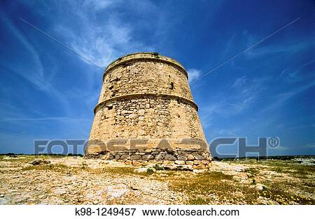 Torre des Garroveret (Garroveret watchtower), 18th Century, Cap de Barbaria, Formentera, Balearic Islands, Spain View Large Photo Image Stock Photo - Torre des Garroveret (Garroveret watchtower), 18th Century, Cap de Barbaria, Formentera, Balearic Islands, Spain. Fotosearch