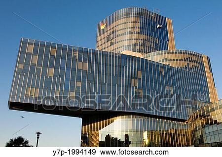 Stock Photo - Torre Mare Nostrum, head office of Gas Natural (Spanish gas company), by Enric Miralles and Benedetta Tagliabue, Barcelona. Catalonia, Spain.. Fotosearch