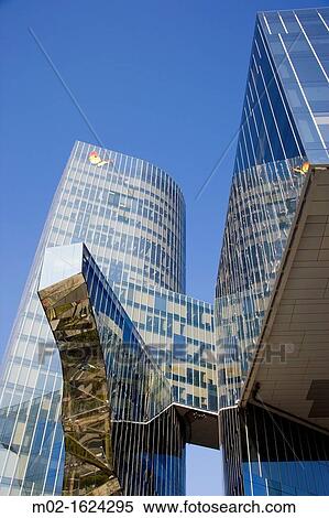Stock Photography - Torre Mare Nostrum, head office of Gas Natural Spanish gas company, by Enric Miralles and Benedetta Tagliabue, Barcelona Catalonia, Spain. Fotosearch