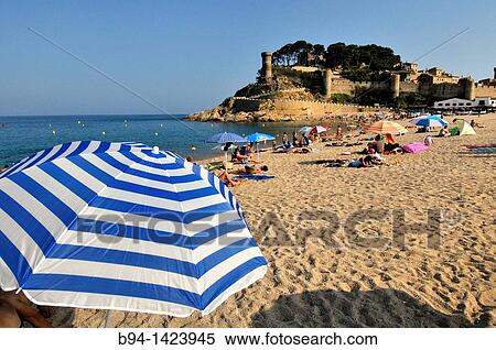 Tossa de Mar (view of the Vila Vella enceinte from the beach), Costa Brava, Girona, Catalonia, Spain View Large Photo Image Stock Photography - Tossa de Mar (view of the Vila Vella enceinte from the beach), Costa Brava, Girona, Catalonia, Spain. Fotosearch