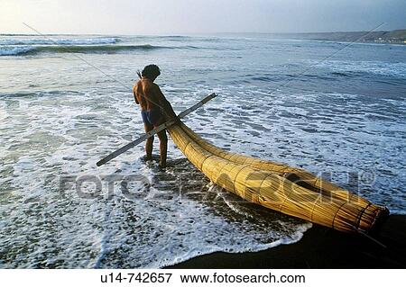 Totora boat. Peru View Large Photo Image Stock Photo - Totora boat. Peru. Fotosearch