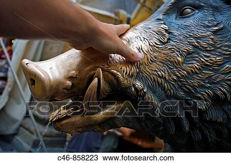 Touching? Il Porcellino? for luck at the Mercato Nuovo, Florence, Tuscany, Italy View Large Photo Image Stock Image - Touching? Il Porcellino? for luck at the Mercato Nuovo, Florence, Tuscany, Italy. Fotosearch