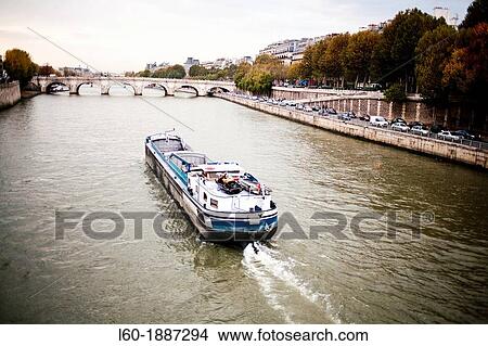 Tour Boat on the Seine River, Paris, France View Large Photo Image Picture - Tour Boat on the Seine River, Paris, France. Fotosearch