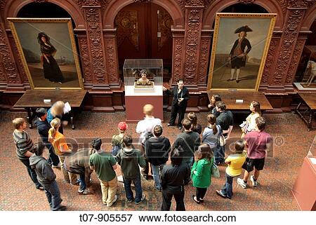 Stock Photo - Tour guide at The Hispanic Society of America Museum and Library, New York City, Duke and Duchess of Alba by GOYA. Fotosearch