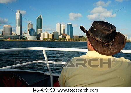 Tourist admiring the Perth skyline. Australia. December 2005. View Large Photo Image Stock Image - Tourist admiring the Perth skyline. Australia. December 2005.. Fotosearch