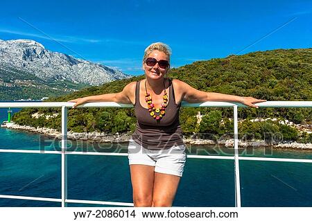 Tourist on ferry in Croatia. View Large Photo Image Picture - Tourist on ferry in Croatia.. Fotosearch