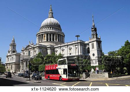 Tourist sightseeing bus outside St Pauls Cathedral, London, England, UK View Large Photo Image Stock Image - Tourist sightseeing bus outside St Pauls Cathedral, London, England, UK. Fotosearch