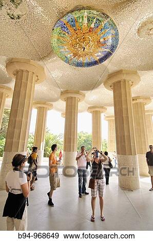 Tourists at Park G? ell by Antoni Gaudi, Barcelona, Catalonia, Spain View Large Photo Image Stock Photo - Tourists at Park G? ell by Antoni Gaudi, Barcelona, Catalonia, Spain. Fotosearch