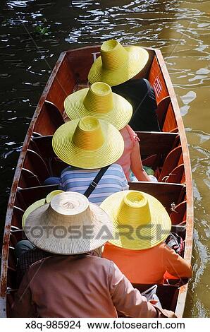 Tourists at the Floating Market Damnoen, Saduak Thailand View Large Photo Image Picture - Tourists at the Floating Market Damnoen, Saduak Thailand. Fotosearch