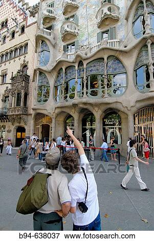Tourists in front of Casa Batll? art nouveau house by Gaud?, Barcelona. Catalonia, Spain View Large Photo Image Stock Photo - Tourists in front of Casa Batll? art nouveau house by Gaud?, Barcelona. Catalonia, Spain. Fotosearch