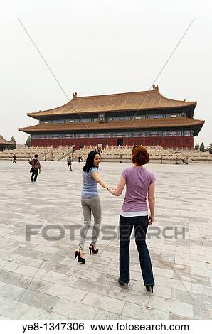 Tourists in front of the Hall for Worship Of Ancestors, The Forbidden City, Beijing, China, Asia MR View Large Photo Image Stock Photograph - Tourists in front of the Hall for Worship Of Ancestors, The Forbidden City, Beijing, China, Asia MR. Fotosearch