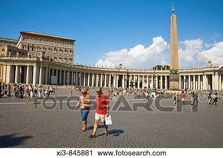 Tourists, obelisk and colonnade, Saint Peter Square, Piazza San Pietro, Vatican City, Rome, Italy View Large Photo Image Stock Image - Tourists, obelisk and colonnade, Saint Peter Square, Piazza San Pietro, Vatican City, Rome, Italy. Fotosearch