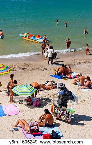 Tourists On The Beach Lerici Province Of La Spezia Liguria