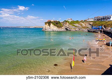 Stock Photograph - Towan Beach, Newquay, Cornwall, England, United Kingdom, Europe.. Fotosearch