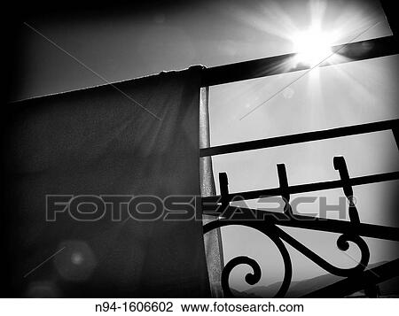 Towel extended the balcony railing to the light. View Large Photo Image Stock Image - Towel extended the balcony railing to the light.. Fotosearch