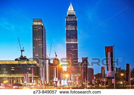 Tower (? Al Burj? in arabic) skyscraper from The Gate, Dubai, United Arab Emirates View Large Photo Image Stock Photo - Tower (? Al Burj? in arabic) skyscraper from The Gate, Dubai, United Arab Emirates. Fotosearch