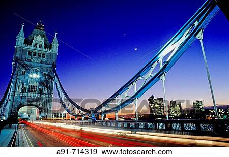 Tower Bridge at night, London. England, UK View Large Photo Image Stock Photo - Tower Bridge at night, London. England, UK. Fotosearch