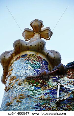 Tower detail, Casa Batllo, Passeig de Gracia, Barcelona, Catalonia, Spain View Large Photo Image Stock Photo - Tower detail, Casa Batllo, Passeig de Gracia, Barcelona, Catalonia, Spain. Fotosearch