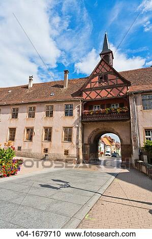 Tower gate Porte du Milieu in Rosheim, Alsace, France, Europe View Large Photo Image Stock Image - Tower gate Porte du Milieu in Rosheim, Alsace, France, Europe. Fotosearch