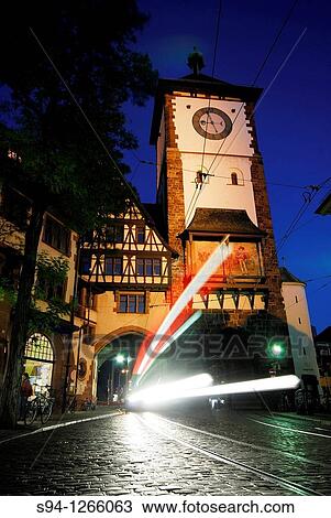 Stock Image - Tower in altstadt of Freiburg, Baden-W? rttemberg, Germany. Fotosearch