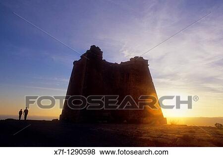 Stock Photo - Tower of Mesa Roldan, Carboneras, Cabo de Gata-Nijar Natural Park, Almeria province, Andalucia, Spain.. Fotosearch