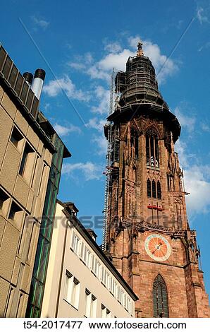 Stock Photo - Tower of the Freiburg Minster. Fotosearch