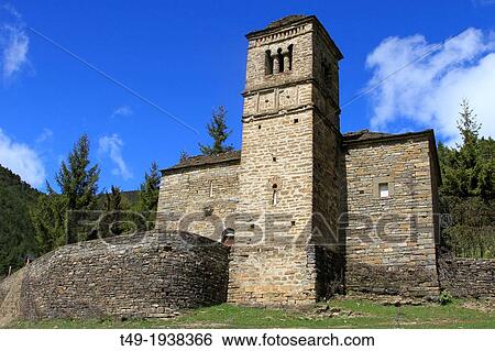 Tower of the Romanesque church - San Bartolome Mozarabic Gav? n - Biescas - Serrablo - Alto Gallego - Province of Huesca - Aragon - Aragon Pyrenees - Spain View Large Photo Image Stock Photograph - Tower of the Romanesque church - San Bartolome Mozarabic Gav? n - Biescas - Serrablo - Alto Gallego - Province of Huesca - Aragon - Aragon Pyrenees - Spain. Fotosearch