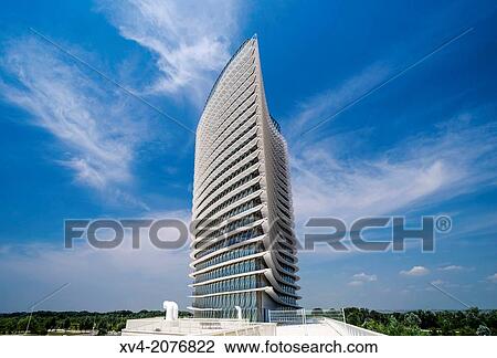 Tower of water building at Expozaragoza area, Saragossa, Arag? n, Spain. View Large Photo Image Stock Image - Tower of water building at Expozaragoza area, Saragossa, Arag? n, Spain.. Fotosearch