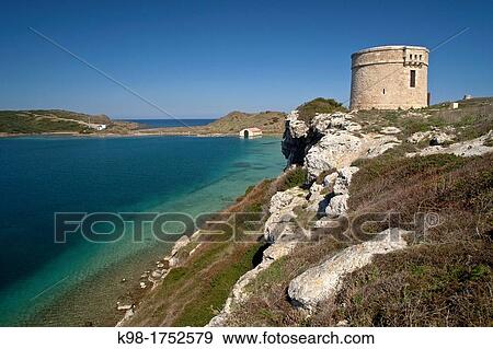 Stock Photo - tower Taulera, XVIII century Fortress of Isabel II, nineteenth century Puerto La Mola of Mahon Menorca Spain Balearic Islands. Fotosearch