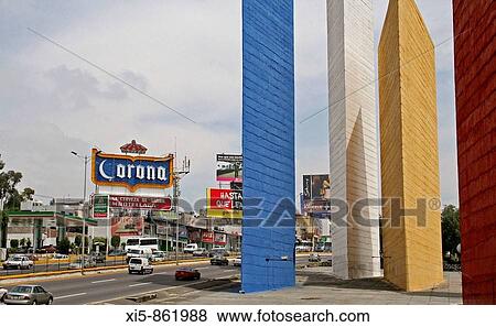 Towers of Satellite in the north region of Mexico City, Latin America View Large Photo Image Stock Photo - Towers of Satellite in the north region of Mexico City, Latin America. Fotosearch