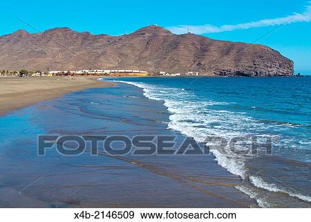 Stock Photo - Town beach, Gran Tarajal, Fuerteventura, Canary Islands, Spain, Europe.. Fotosearch