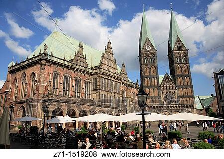 Town Hall and Cathedral in Markt square, Bremen, Germany View Large Photo Image Stock Photo - Town Hall and Cathedral in Markt square, Bremen, Germany. Fotosearch