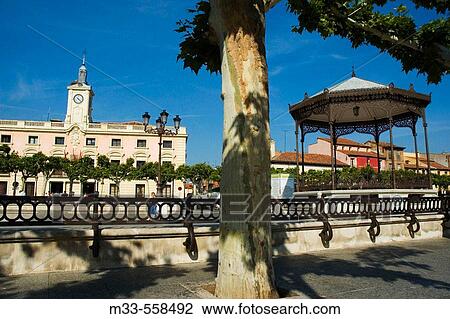 Town Hall and kiosk at Plaza de Cervantes, AlcalB de Henares. Madrid, Spain View Large Photo Image Stock Image - Town Hall and kiosk at Plaza de Cervantes, AlcalB de Henares. Madrid, Spain. Fotosearch