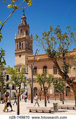 Stock Image - Town Hall and St Mary's church, Ecija. Sevilla province, Andalucia, Spain. Fotosearch