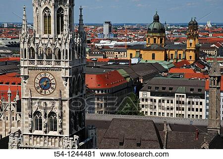 Town hall clock tower. Munich. Germany View Large Photo Image Stock Image - Town hall clock tower. Munich. Germany. Fotosearch