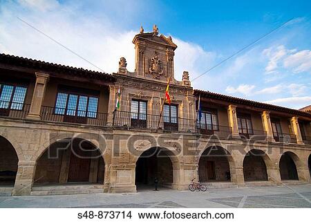 Town Hall in Plaza de Espaa, Santo Domingo de la Calzada. La Rioja, Spain View Large Photo Image Picture - Town Hall in Plaza de Espaa, Santo Domingo de la Calzada. La Rioja, Spain. Fotosearch
