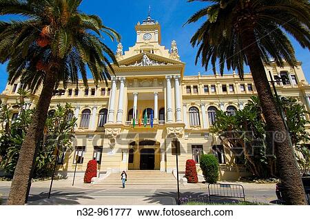 Town Hall, Malaga. Costa del Sol, Andalusia, Spain View Large Photo Image Stock Photo - Town Hall, Malaga. Costa del Sol, Andalusia, Spain. Fotosearch