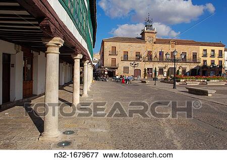 Town Hall, Plaza Mayor Main Square, Almagro, Ciudad Real province, Castilla-La Mancha, Spain, Europe View Large Photo Image Stock Photo - Town Hall, Plaza Mayor Main Square, Almagro, Ciudad Real province, Castilla-La Mancha, Spain, Europe. Fotosearch