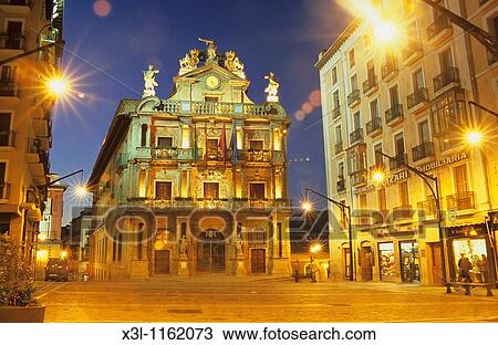 Town Hall Square Pamplona Navarre Spain View Large Photo Image Stock Image - Town Hall Square Pamplona Navarre Spain. Fotosearch
