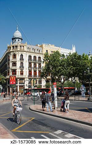 Town Hall Square Valencia, Spain View Large Photo Image Stock Photography - Town Hall Square Valencia, Spain. Fotosearch