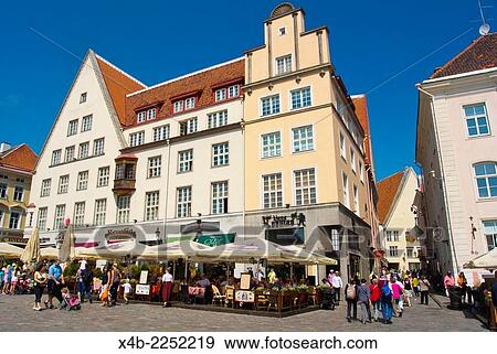 Stock Photo - Town hall square, Vanalinn, old town, Tallinn, Estonia, Baltic states, Europe.. Fotosearch
