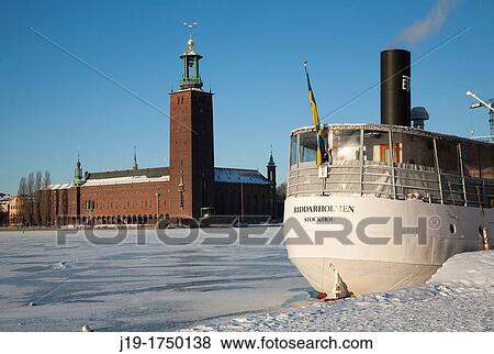 Town Hall, vinter mood, Stockholm Sweden View Large Photo Image Stock Photo - Town Hall, vinter mood, Stockholm Sweden. Fotosearch