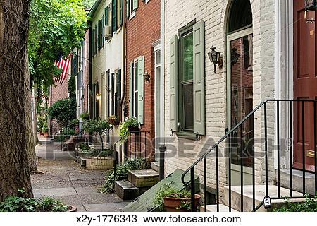 Townhouse, Quince Street, Old City, Philadelphia, Pennsylvania, USA View Large Photo Image Stock Image - Townhouse, Quince Street, Old City, Philadelphia, Pennsylvania, USA. Fotosearch