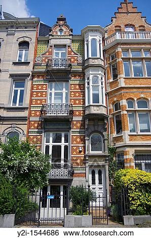 Stock Photograph - Townhouses in the EU District, Brussels, Belgium. Fotosearch