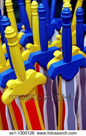Stock Photograph - Toy wooden swords.. Fotosearch