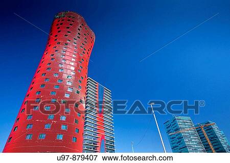 Stock Photo - Toyo Ito Torres Fira, New Financial Quarter in Hospitalet de Llobregat, Barcelona, Spain. Fotosearch